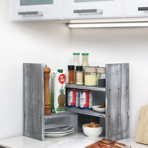 Gracie Oaks Deanda Kitchen Wood Organizer Shelving Rack Helper Shelf